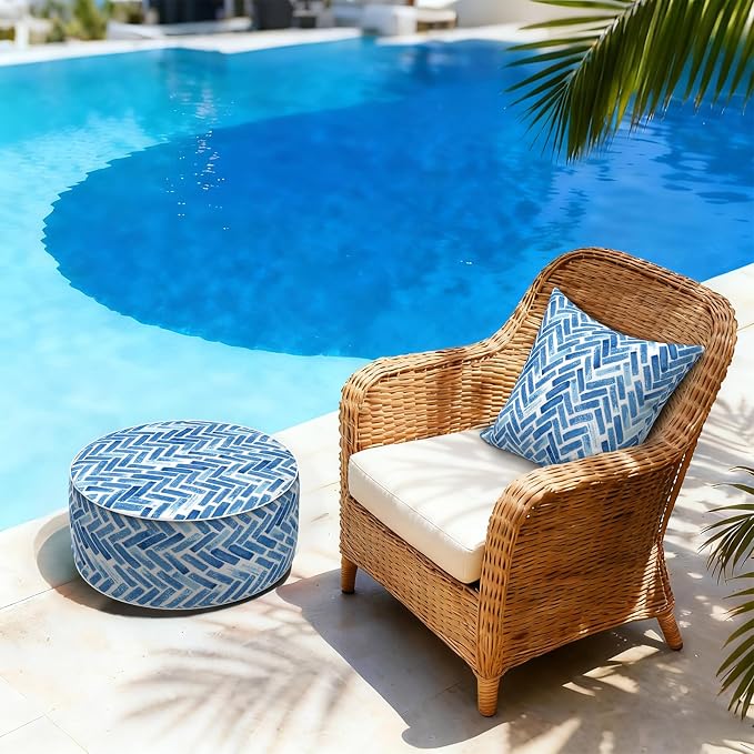 LVTXIII Indoor/Outdoor Inflatable Ottoman, All Weather Round Footrest Stool - Image 9