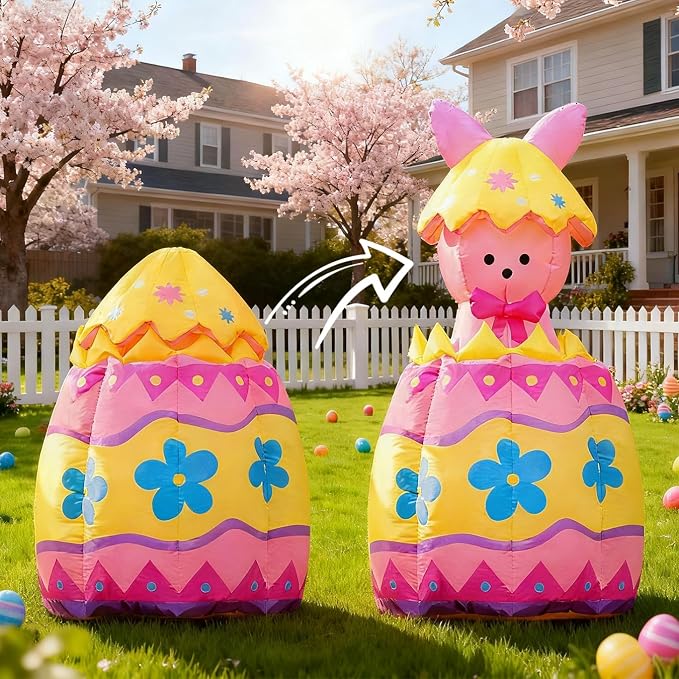 Domkom Up & Down 5.3FT Tall Easter Inflatable Bunny Outdoor Decorations - Image 3