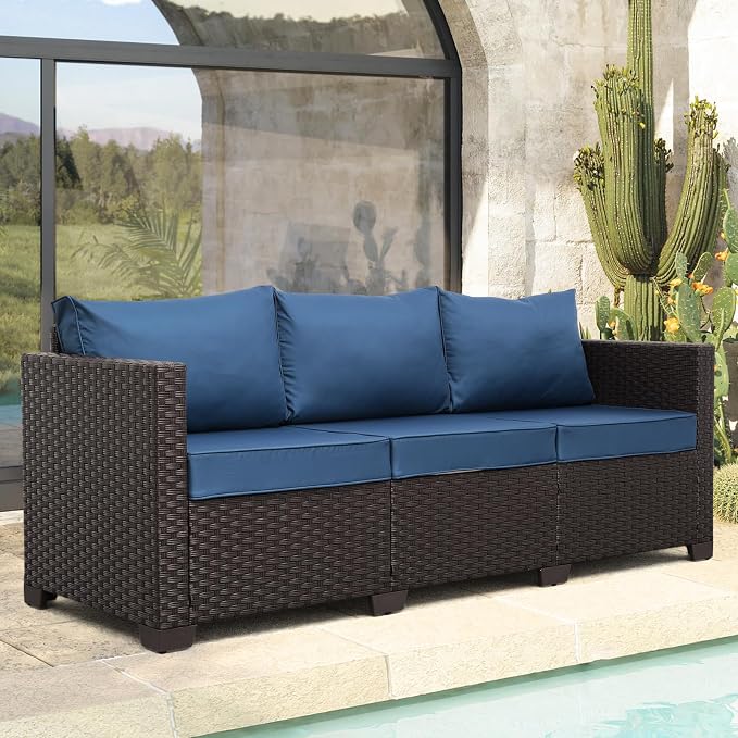 Outdoor Couch Wicker Patio Furniture 3-seat Sofa Outdoor Furniture Deep Seat - Image 3