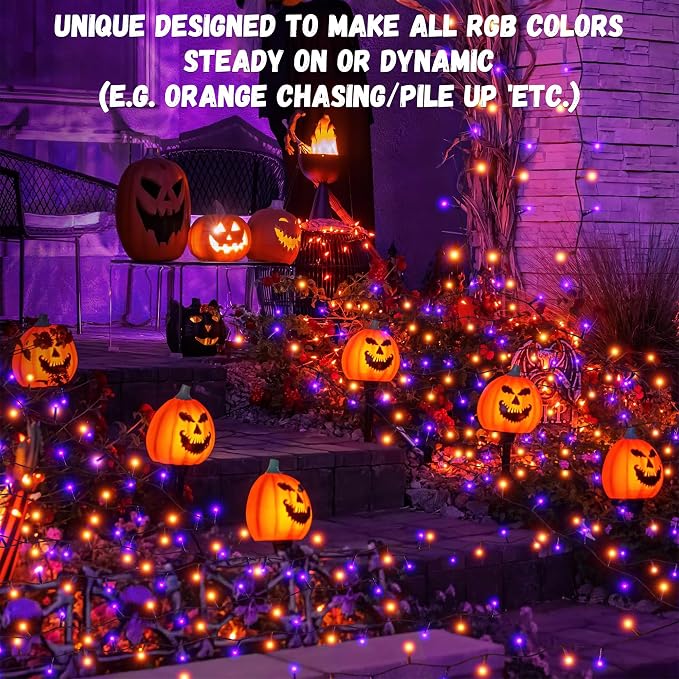 100LED Halloween String Lights 33 Ft Orange Purple Twinkle Light - Image 2