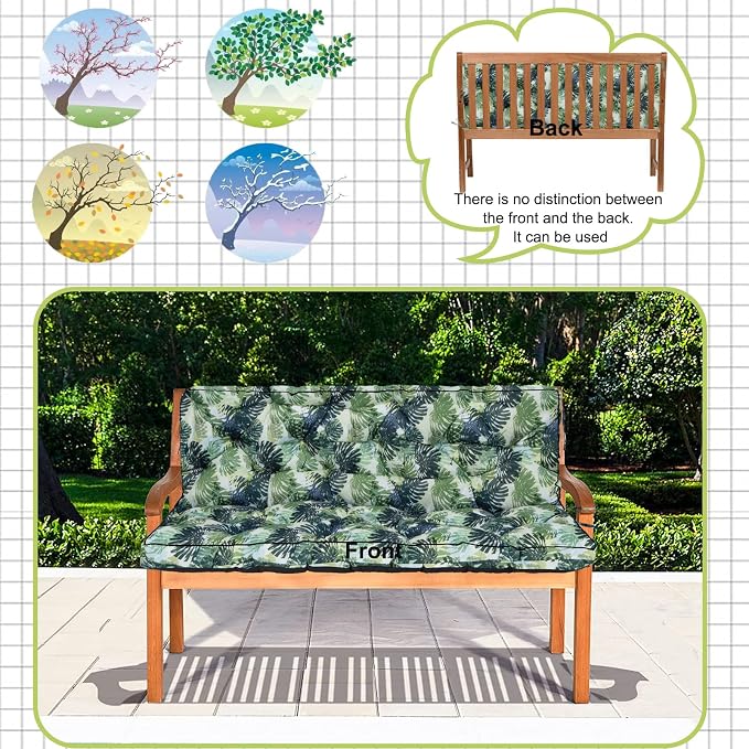Waterproof Porch Swing Cushion Replacement, Thick 2–3 Seat Swing Seat Cushion - Image 4