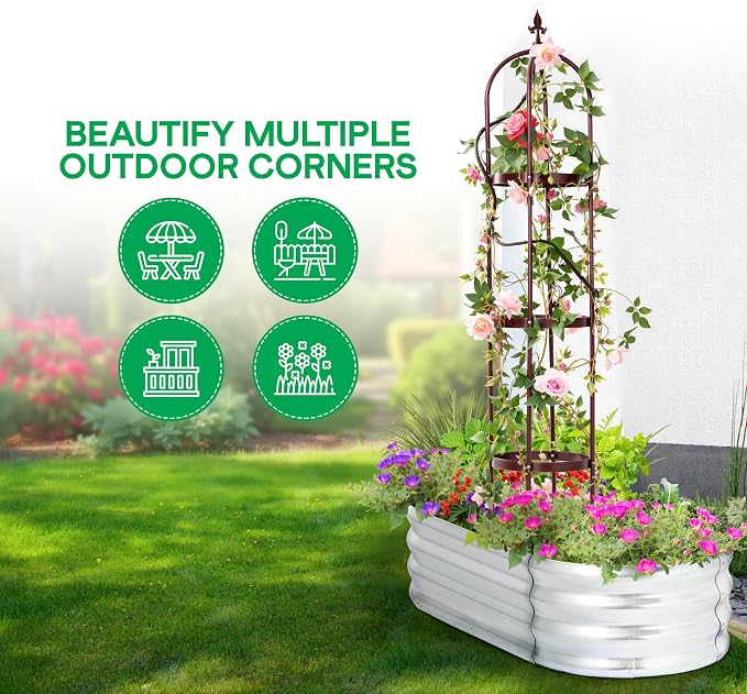 Idzo Trellis for Climbing Plants Outdoor, Garden Trellis Steel, Obelisk Design - Image 6