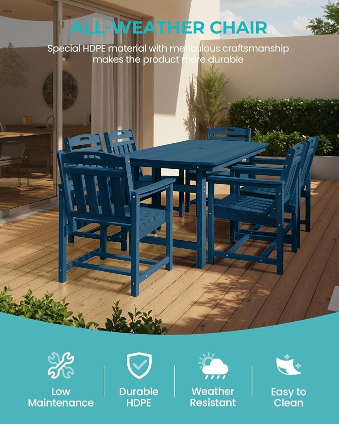Outdoor Rectangle Dining Table, Heavy-Duty HDPE Table - Image 4