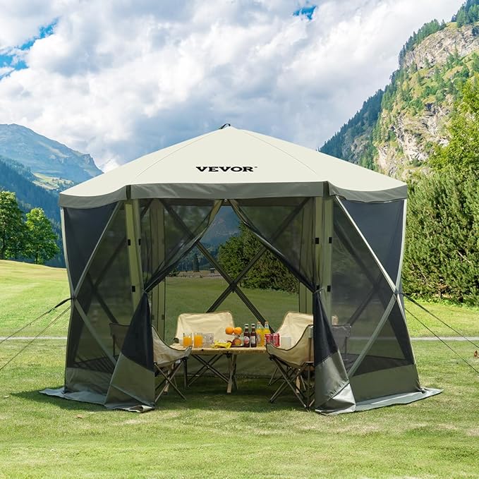 VEVOR Pop Up Gazebo Screen Tent 6 Sided Canopy Sun Shelter - Image 9