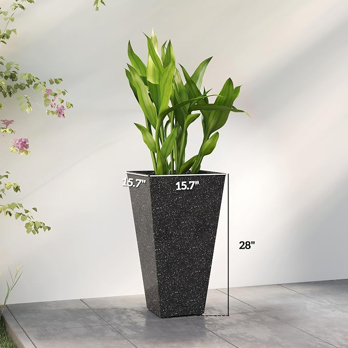 Outsunny 28 Inch Tall Planters for Outdoor Plants, Stackable Tapered Large - Image 3