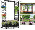 Planter Box with Trellis Outdoor, 53.1in Plastic Raised Garden Bed with Trellis by follook