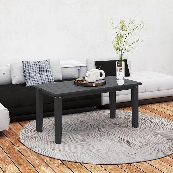 Outsunny HDPE Outdoor Coffee Table, All-Weather Rectangle Patio Coffee Table - Image 8