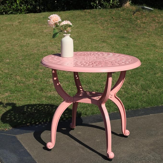 Cast Aluminum Outdoor Side Table, Small Patio Table, Outdoor Coffee Tables - Image 6
