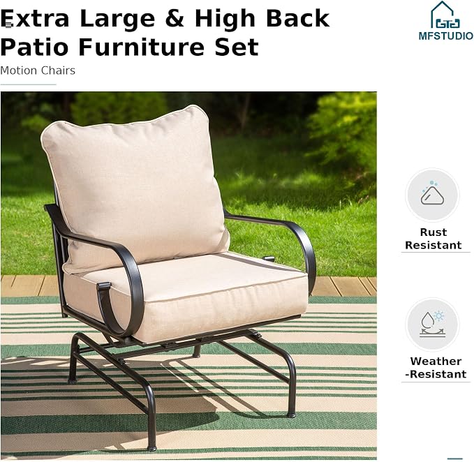 MFSTUDIO 7 Seats Large Metal Patio Conversation Sets, 6 Pieces Outdoor Patio - Image 5