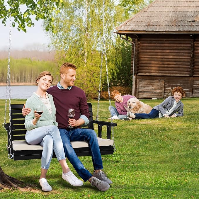 VINGLI Outdoor 4 FT Porch Swing, Heavy Duty 880 LBS Wooden Patio Swings - Image 8