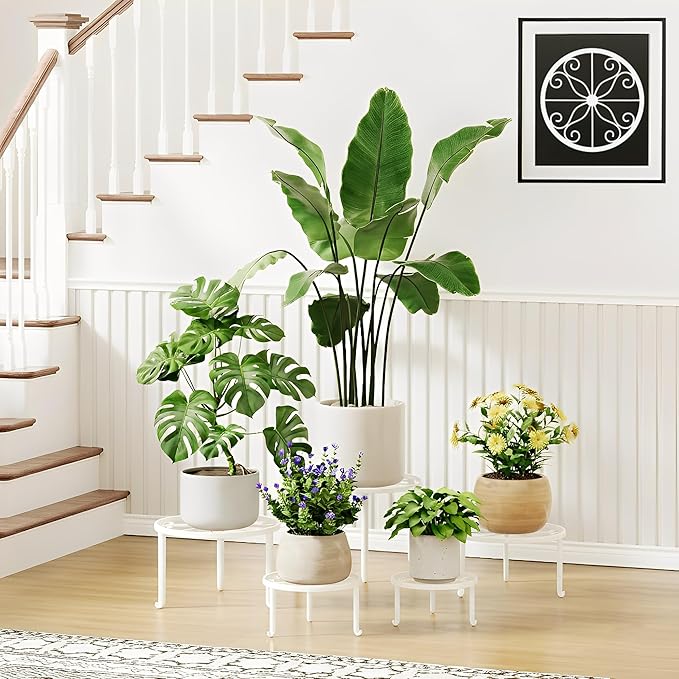 5 Pack Heavy Duty Rustproof Iron Flower Pot Stand Holder Indoor Outdoor Pot by Unknown