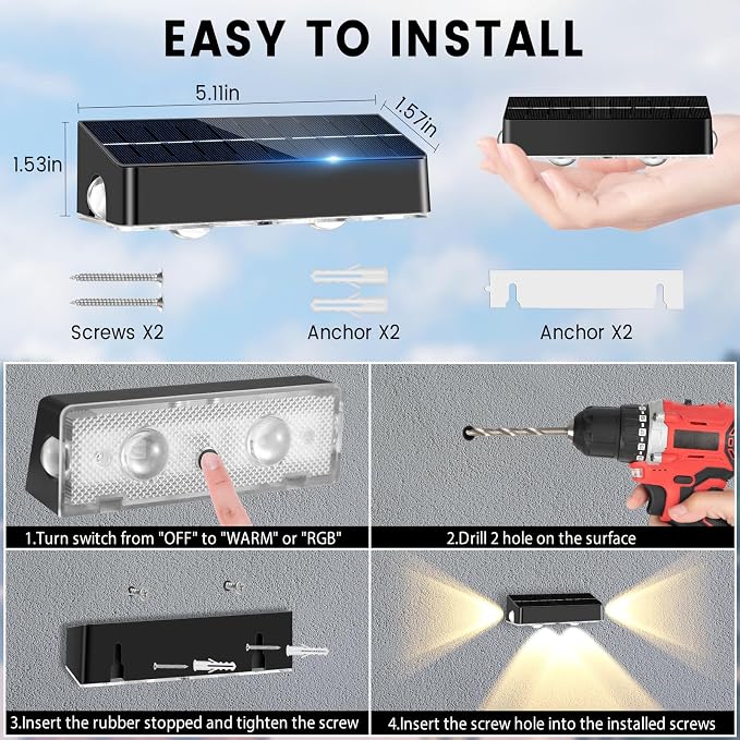 Solar Fence Lights 8 Pack Solar Fence Lights Outdoor - Image 7