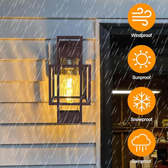 PARTPHONER Modern Outdoor Wall Lights 2 Pack, Waterproof Porch Light - Image 6