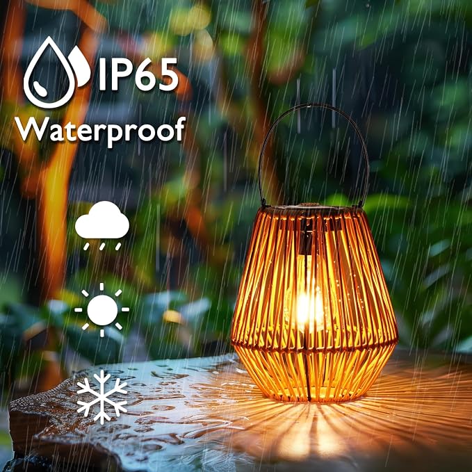 Homemory Solar Lanterns Outdoor Waterproof Hanging Lights, Outside Solar Lamp - Image 2