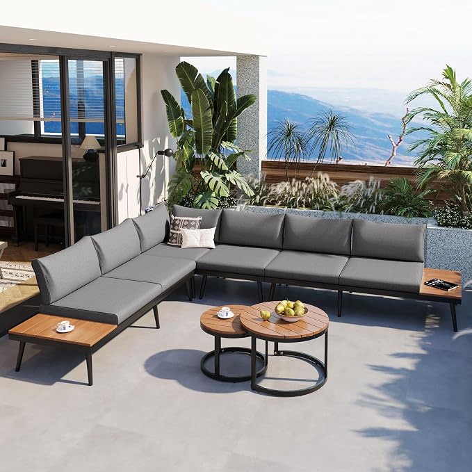 LUMISOL 6 Piece Patio Furniture Set, Outdoor Sectional Sofa Set by LUMISOL