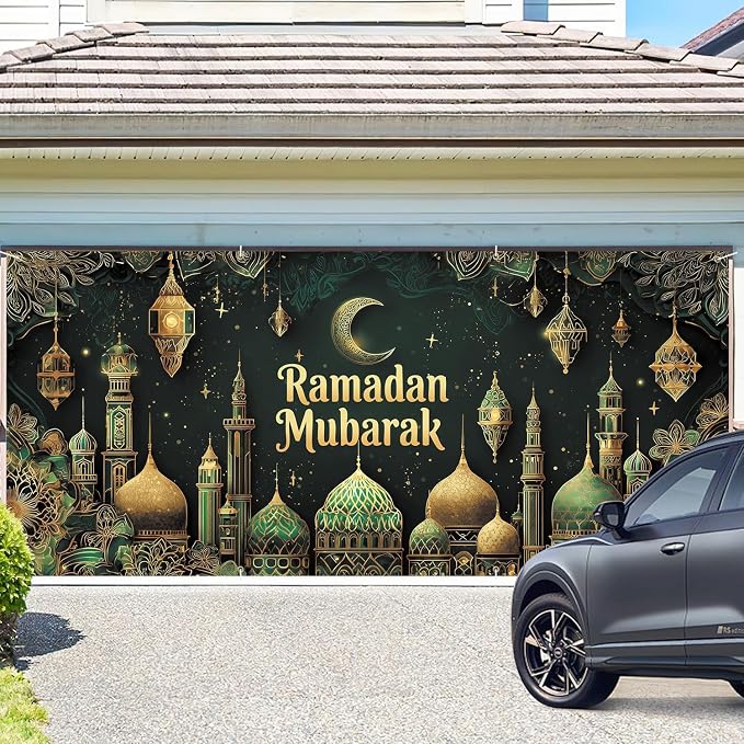 ANNA QUEEN Ramadan Mubarak Garage Door Banner 6x13FT, Islamic Mosque Moon - Image 2