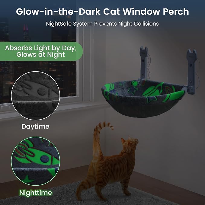 Cat Window Perch, Glow in The Dark Foldable Cat Hammock - Image 2