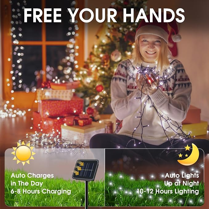 Solar String Lights Outdoor, 2 Pack 79FT 200 LED Waterproof Solar Christmas - Image 3