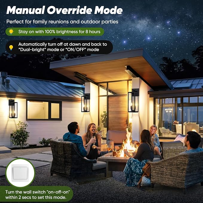 2-Pack Upgraded Motion Sensor Outdoor Wall Lights, 18” Large Dusk to Dawn Porch - Image 3