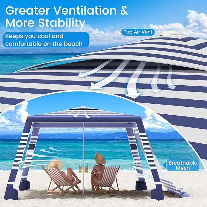 MoKo Beach Cabana, UPF 50+ Protection Easy Setup Beach Tent Sun Shelter - Image 4