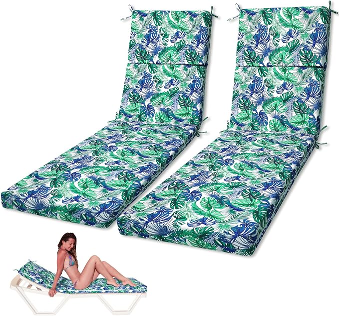 2 Pcs Indoor Outdoor Chaise Lounge Cushions 72 x 22 Inches Sponge Bench Outdoor by SmoothNovelty