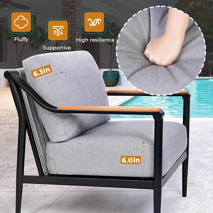 4 Pieces Outdoor Sofa Conversation Set, 4 Seats Couch Set - Image 4