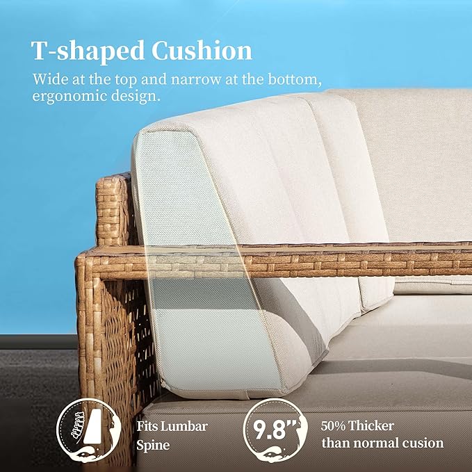 2 Pieces Patio Furniture Set, Outdoor Rattan Wicker Armchairs - Image 4