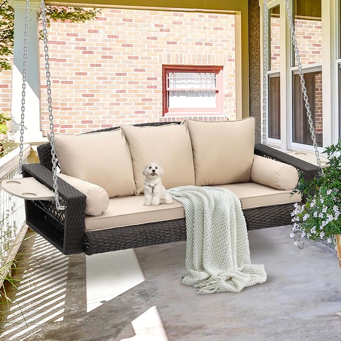 Grepatio Wicker Hanging Porch Swing - Image 6