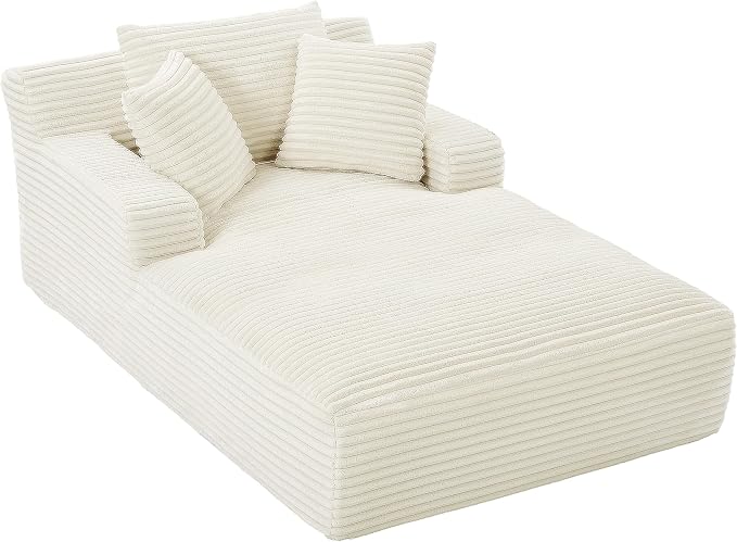 80 Inch Chaise Lounge Chair Indoor, Oversized Corduroy Upholstered Boneless - Image 6