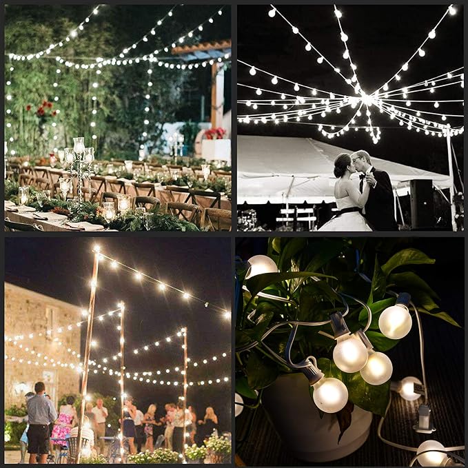25Ft G40 LED Outdoor Christmas Frosted White String Lights - Image 6