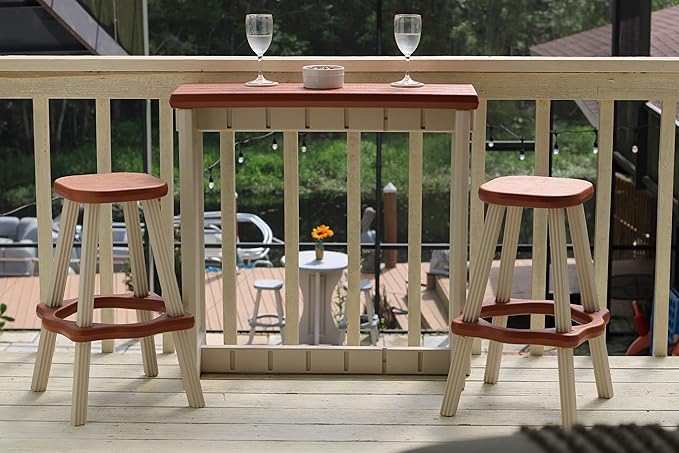 Single Bar Set Includes 2 Barstools Redwood Top & Warm Grey Base Ideal - Image 2