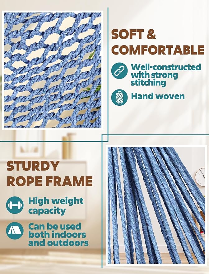 Chihee Hammock Chair Super Large Soft-Spun Cotton Rope Weaving Hanging Chair - Image 3