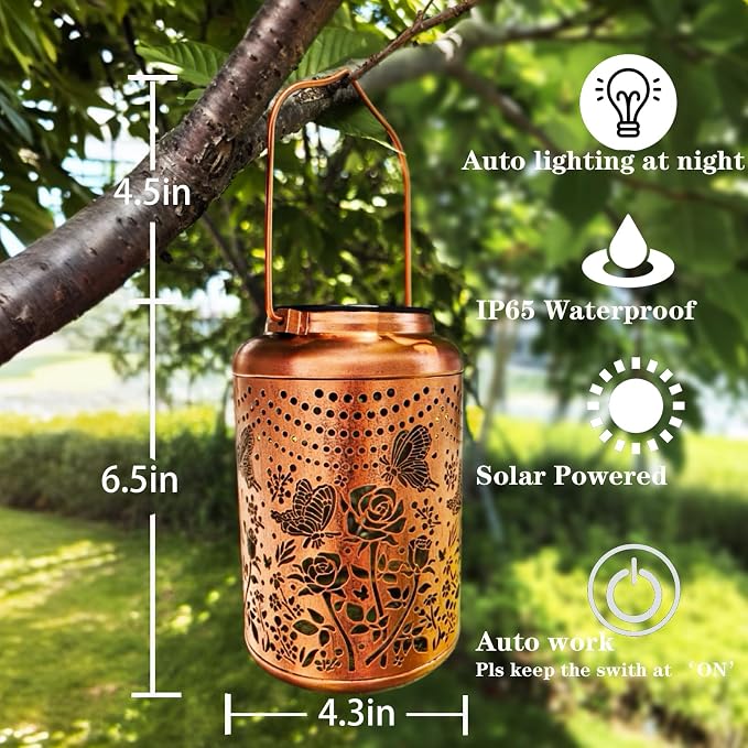 Gardering Birthday Gifts for Mom Grandma Women, Solar Butterfly & Rose Lanterns - Image 4