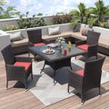 ALAULM 5 Piece Patio Dining Set All-Weather Wicker Outdoor Patio Furniture Set by ALAULM