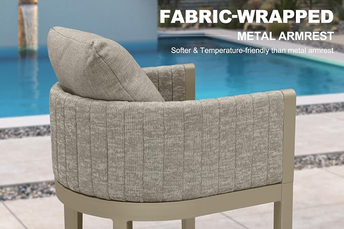 PURPLE LEAF Outdoor Bar Height Stools Set of 4 Aluminum Bar Chairs Modern - Image 3