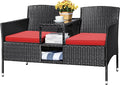 Devoko Outdoor Patio Loveseat Modern Rattan 2-Seat Patio Conversation Set by DEVOKO