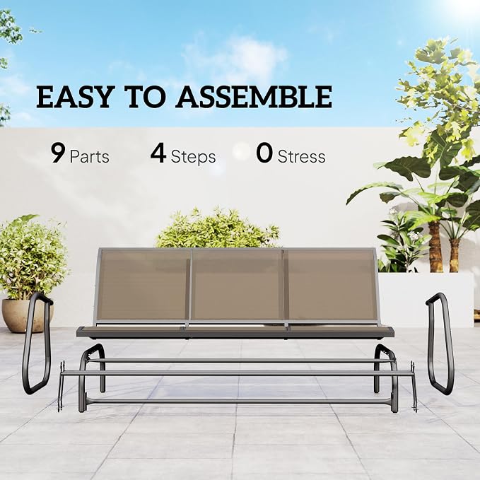 Outsunny 3-Person Patio Glider Bench, Outdoor Porch Glider Swing - Image 5
