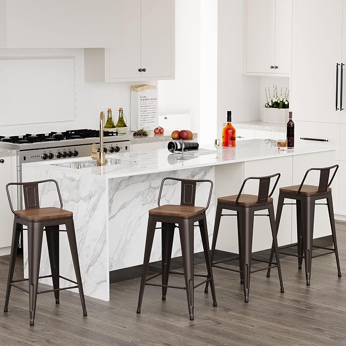 Changjie Furniture 26 Inch Bar Stools Set of 4 Industrial Metal Barstools - Image 3