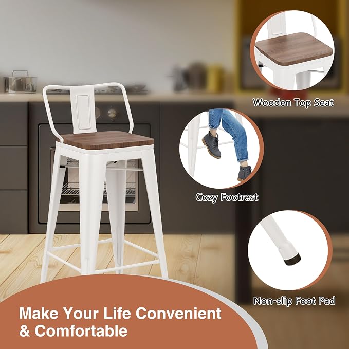 Changjie Furniture 30 Inch Bar Stools Set of 4 Industrial Metal Barstools Bar - Image 5