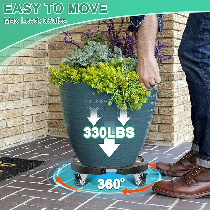 sanyi Plant Caddy with Wheels Heavy Duty, 15-21" Adjustable Plant Stand with - Image 2