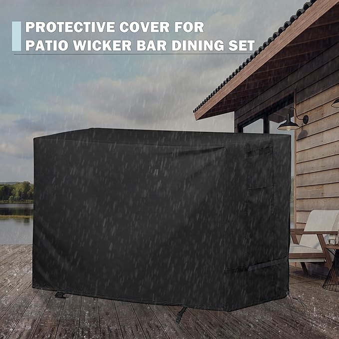 Bar Height Patio Set Cover for 7 Pieces Patio Bar Dining Table and Chairs Set - Image 6