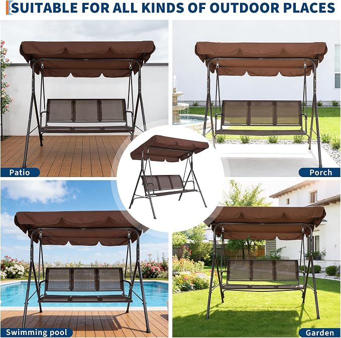 Porch Swing with Adjustable Canopy - Image 7