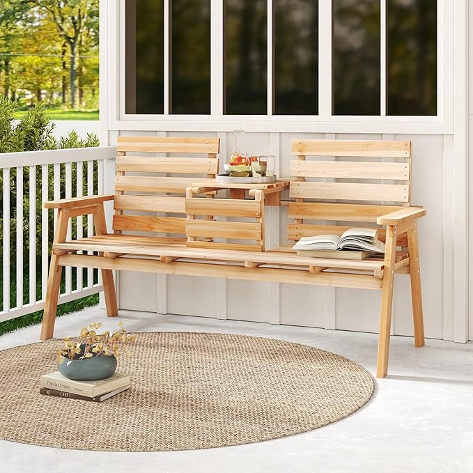 Tangkula Outdoor Fir Wood Bench - Image 5