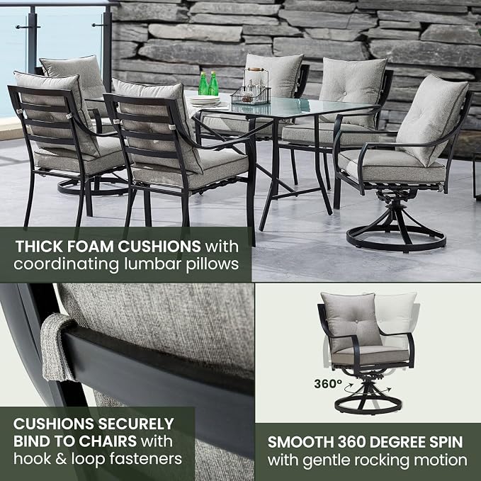 Hanover Lavallette 7-Piece Patio Dining Set, Modern Outdoor Dining Set - Image 7