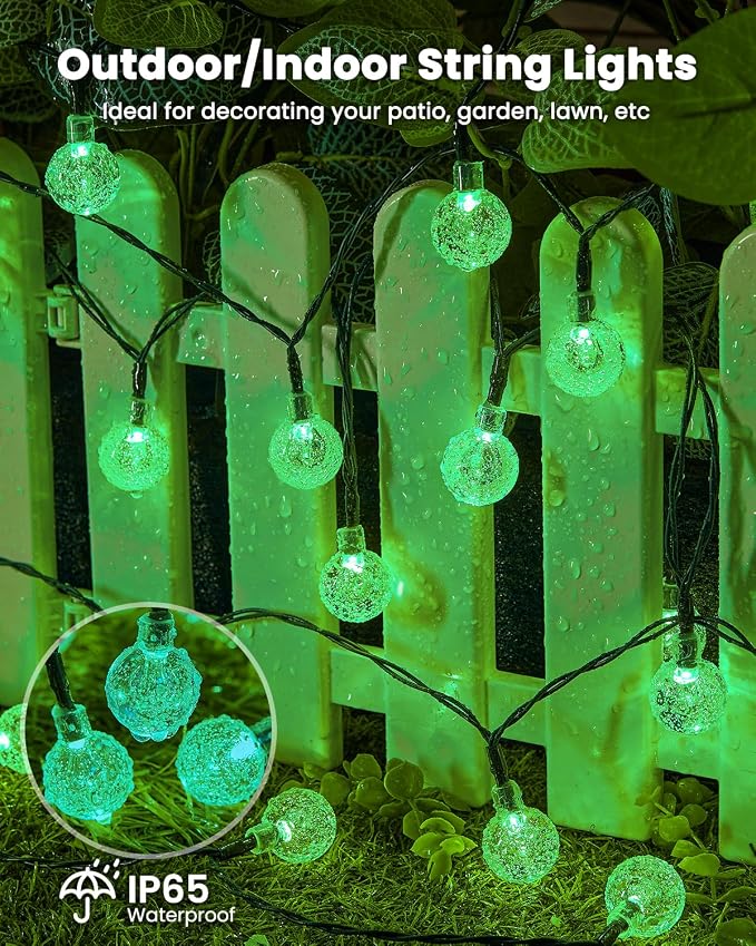 Brightown Solar String Lights Outdoor 60 Led 35.6 Feet Crystal Globe Lights - Image 7