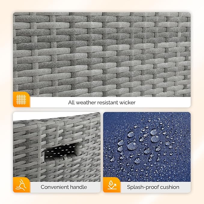 Bonnlo 3 PCS Wicker Outdoor Patio Bistro Set, Patio Furniture Set - Image 5