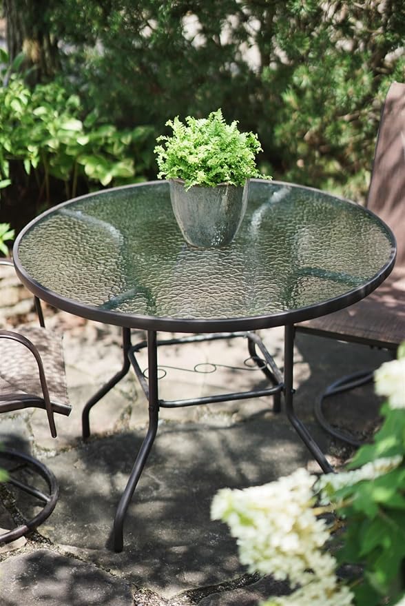 Garden Elements Outdoor Patio Furniture, Round Dining Table, Steel Base and Rim - Image 7
