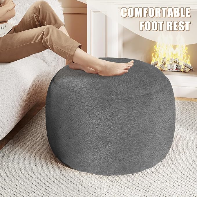 Round Pouf Ottoman Foot Rest, 29 X 18Inch Floor Poufs Footstool, A Round Modern - Image 4