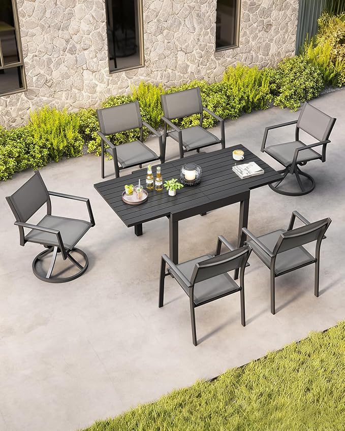 Patio Aluminum Extendable Dining Table, Rust-Free Expandable Outdoor Dining - Image 4