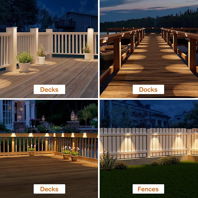NIORSUN Solar Fence Lights Outdoor 12 Pack, IP65 Waterproof Large Size LED - Image 2
